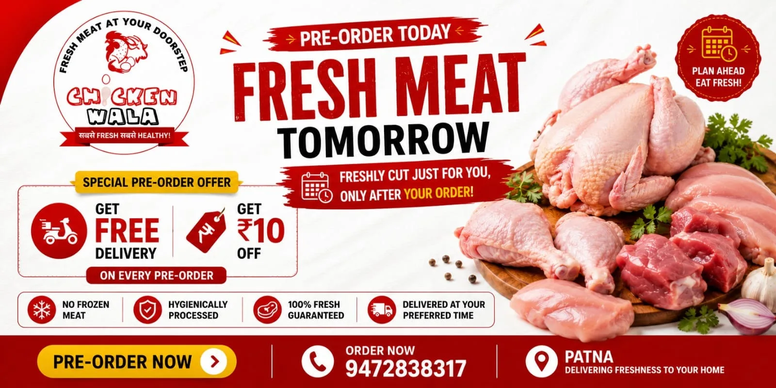 Fresh meat delivery in Patna | chickenwala patna